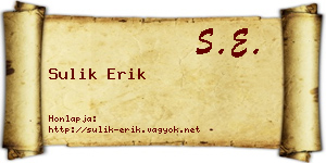 Sulik Erik névjegykártya